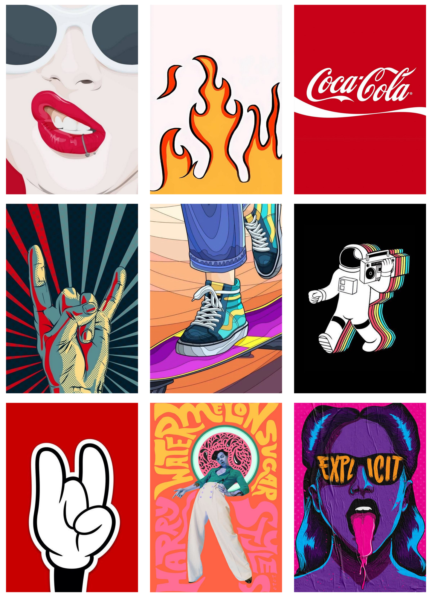 30 EYE CATCHY COLOURFUL VIBE POSTERS COLLECTION-A6 SIZE,(FREE SECRET GIFTS INSIDE🫰🏽)