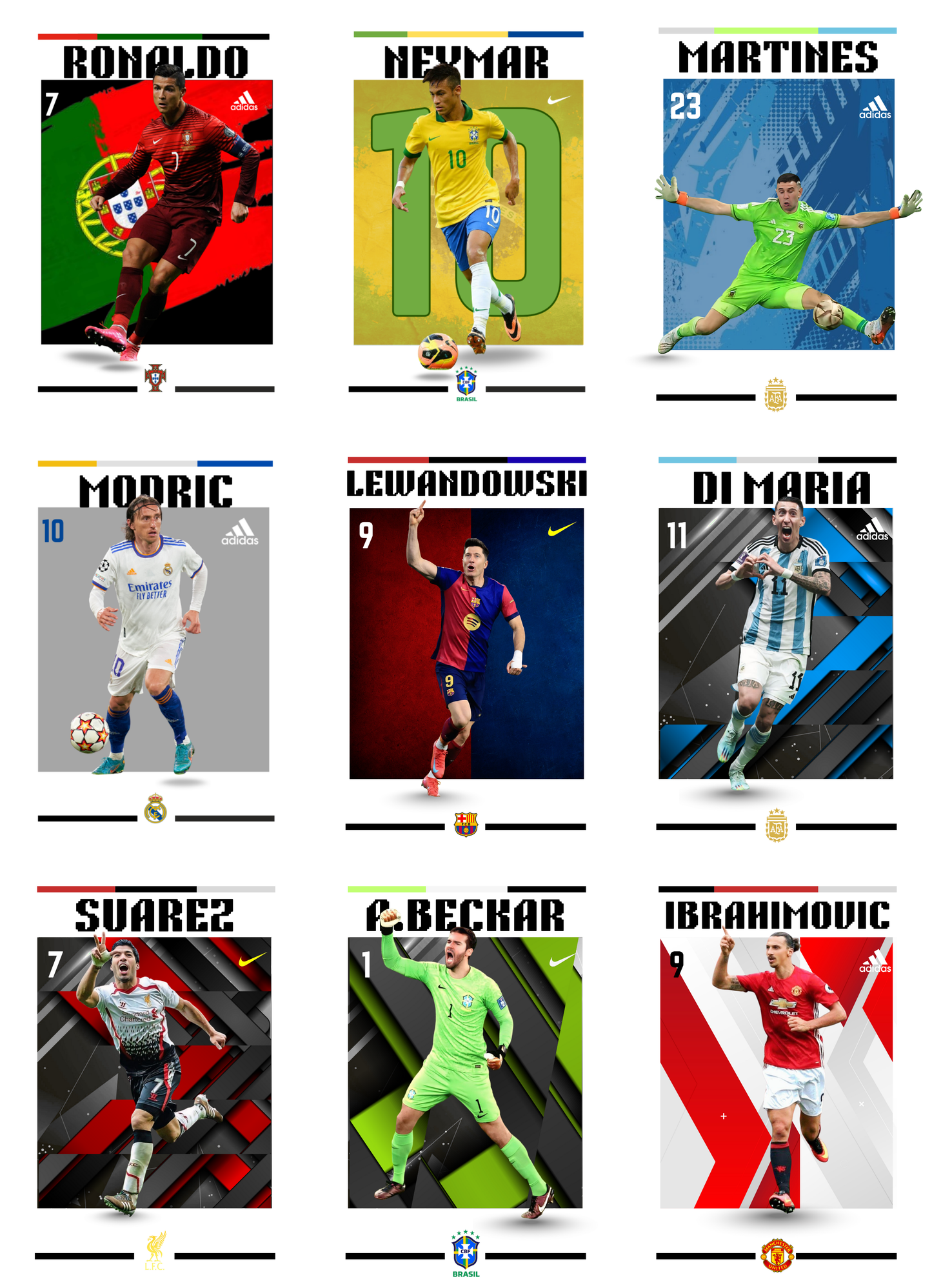 30 FOOTBALL PLAYERS POSTERS COLLECTION-A6 SIZE,(FREE SECRET GIFTS INSIDE🫰🏽)