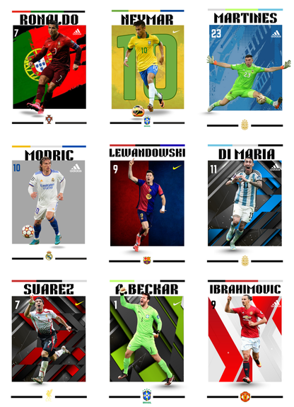 30 FOOTBALL PLAYERS POSTERS COLLECTION-A6 SIZE,(FREE SECRET GIFTS INSIDE🫰🏽)